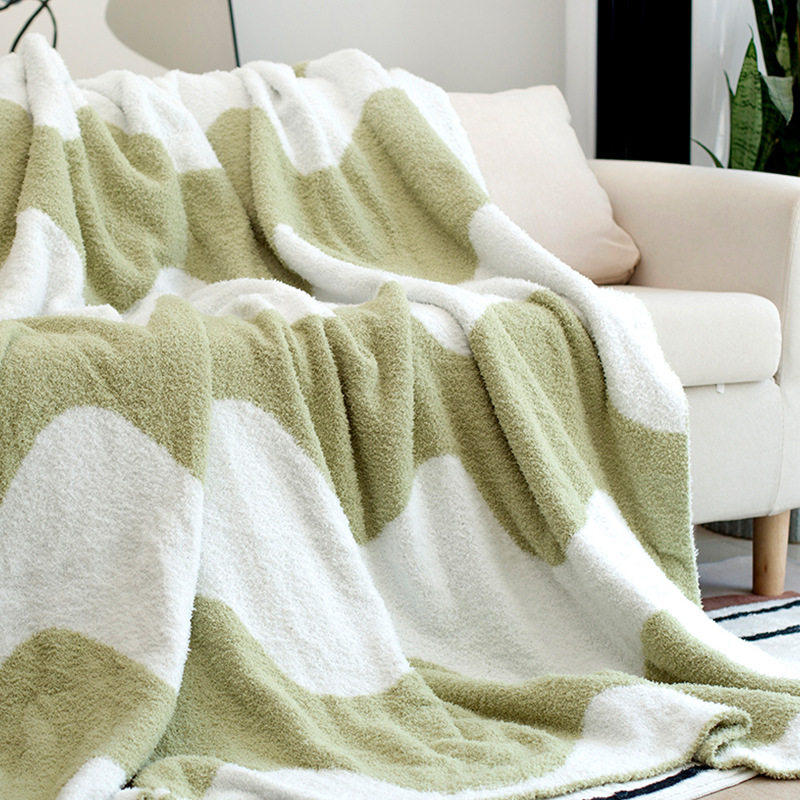 Scandinavian Half-Velvet Knitted Blanket Sofa Blanket Casual Shawl Throw Blanket Office Lunch Blanket B&B Decorative Blanket