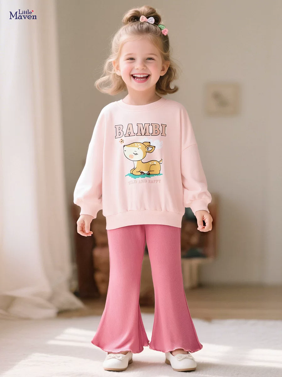 Nouvel ensemble sweat à capuche fille automne, tenue enfant mignonne manche longue dessin animé coton
