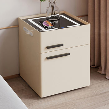 Smart Bedside Table Safe Integrated Cabinet 2024 New Accessible Luxury Bedroom Home Password Lock Solid Wood Bedside Cabinet