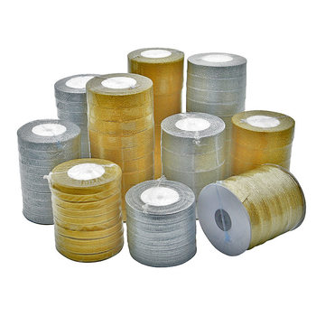 0.3Cm-5Cm Christmas Ribbon Webbing Cake Box Gift Packaging with Wedding Decoration DIY Ribbon Gold and Silver Onion Ribbon