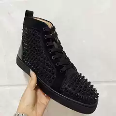 Foreign trade cl rivet shoes lace-up low-top men's and women's board shoes street shot silver nails fashion bl shoes flat