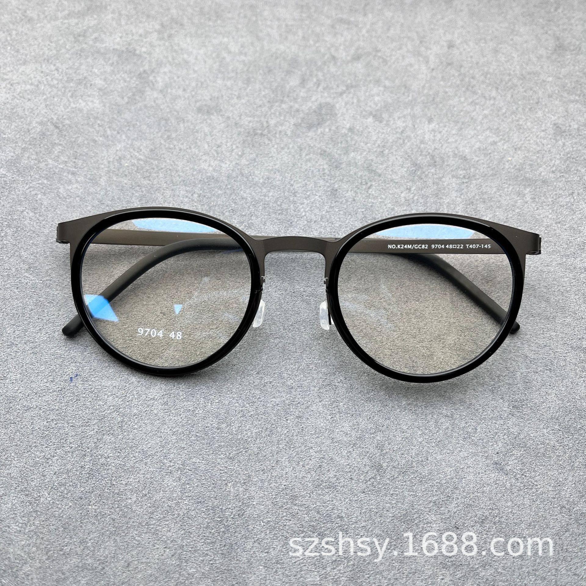 New 9704 Jiang Wen Xu Zheng Same Style Retro Screwless Pure Titanium Glasses Round Frame