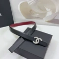 3.0cm wide wine red with black threaded silver buckle
