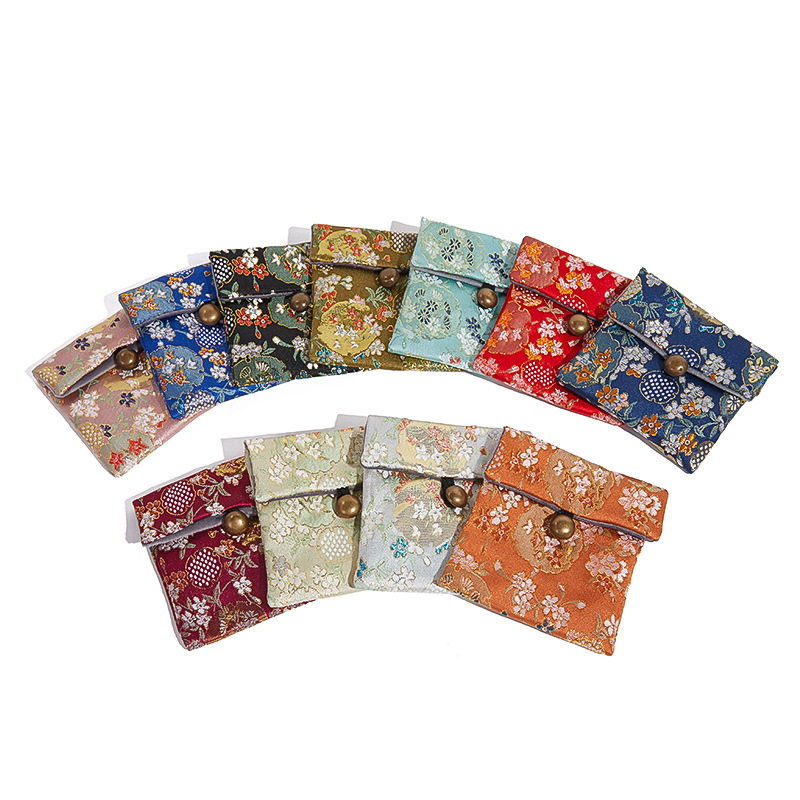 Pomegranate Flower Retro Jewelry Velvet Bag Gold and Silver Bracelet Ring Pearl Necklace Jewelry Storage Bag Cross-Border Ready Stock