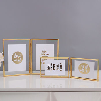 Cross-border source Nordic ins folding double metal glass photo frame 8 inch plant specimen table 6 inch 7 inch A4