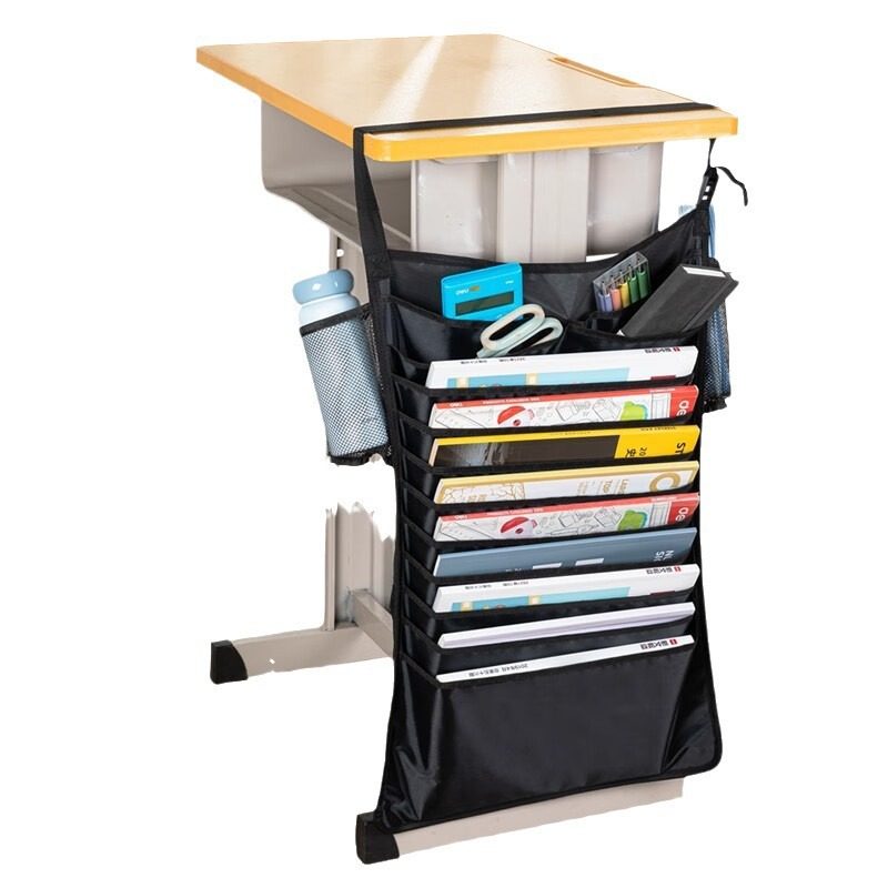 Deli Large-Capacity Desk Storage Bag for High School and Middle School Students, Desk Book Holder, Desk-Side Hanging Book Bag, Expandable