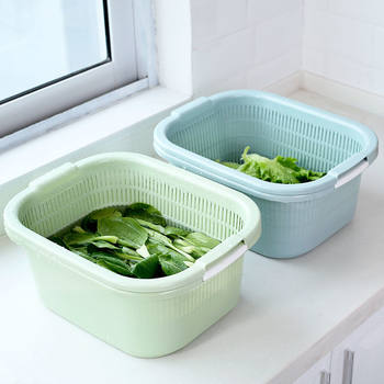 Food Draining Basket Plastic Kitchen Vegetable Washing Basket Fruit and Vegetable Basket Multi-Purpose Vegetable Washing Basin Drip Sieve Vegetable Washing Basin