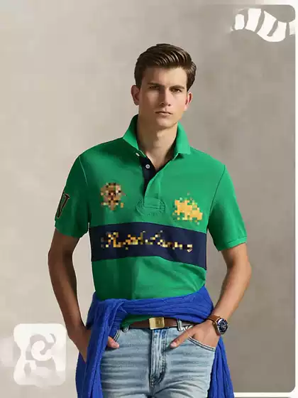 Summer European and American Cross-Border Rl New High-Street Style Personalized Pure Cotton Polo Shirt with Classic Large Horse Embroidery, American-Style Short Sleeves