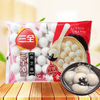 Sanquan Black Sesame/Black Rice/Peanut Tangyuan 400g Ningbo Flavor Frozen Yuanxiao Tangtuan Dessert Wholesale