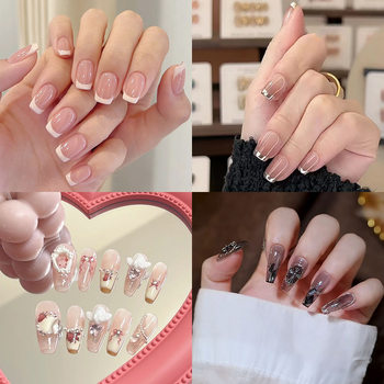 Wearable Nails Xiaohongshu Manicure Nude Fake Nails Whitening Removable Wearable Nails Fake Nail Patches Sexy Flash