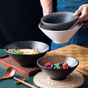 Customized Instant Noodle Bowl, Thick Ceramic Bowl, Ramen Bowl, Dish Bowl, Porcelain Bowl, Soup Bowl, Tableware Set, Rice Bowl, Light Luxury Retro