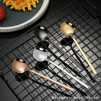 304 stainless steel small spoon coffee spoon Golden small round spoon Bird's Nest spoon honey dessert stirring spoon LOGO