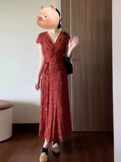 Floral Dress for Petite Women, Summer Waist-Cinching French Style, High-End and Elegant Mid-Length Dress That Makes Petite Women Look Taller