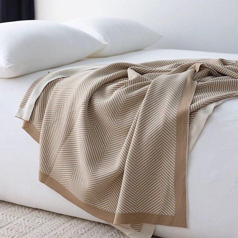 Nordic Minimalist Style Knitted Summer Nap Air-Conditioning Blanket, Throw Blanket, Bed Runner, New Yarn Blanket, Sofa Blanket