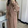 Pajamas for Women, Autumn and Winter Half-Velvet Fleece-Lined and Thickeneded Simple Brown Bathrobe, Winter Maternity Home Clothes That Can Be Worn Outside