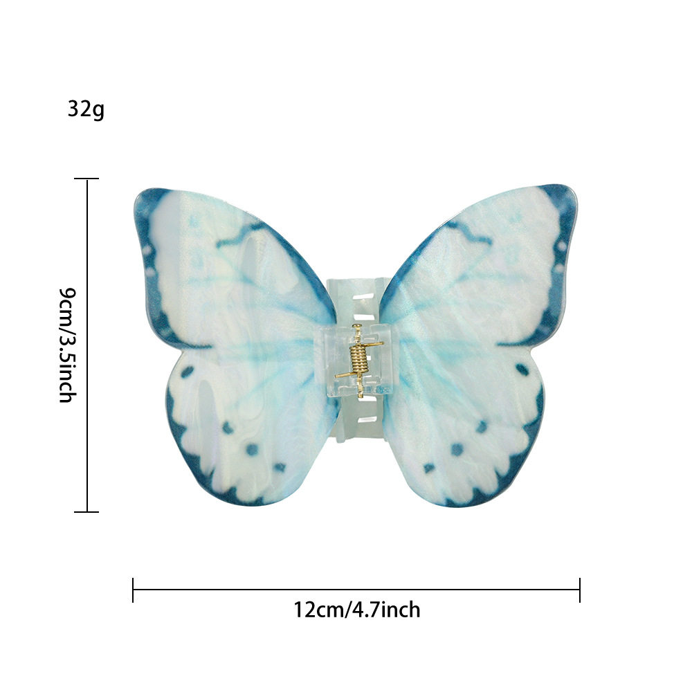 跨境超好看仿镇蝴蝶抓夹女高级感半扎发醋酸发夹后脑勺鲨鱼夹头饰