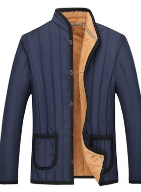 2025冬季黑色中老年棉衣爸爸装加绒加厚 men's winter warm coats