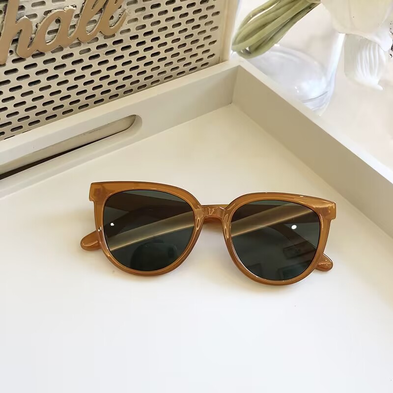 Korean Oval Frame Sunglasses for Women Ins Trendy Style Showing Small Face Retro Personalized Sunglasses Pc Material