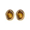 Caramel Chestnut Maillard Style Tiger Eye Stone Oval Earrings Women's Atmospheric Retro Autumn and Winter Earrings 2025 New