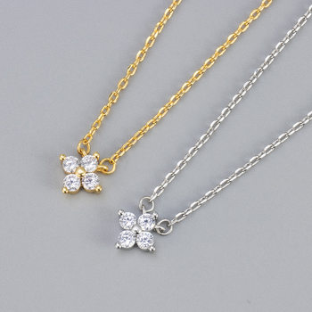Foreign Trade Fashion Cross-border New Hot Sale Four-leaf Clover Zircon Necklace Women's All-match Light Luxury Niche High-end Clavicle Chain