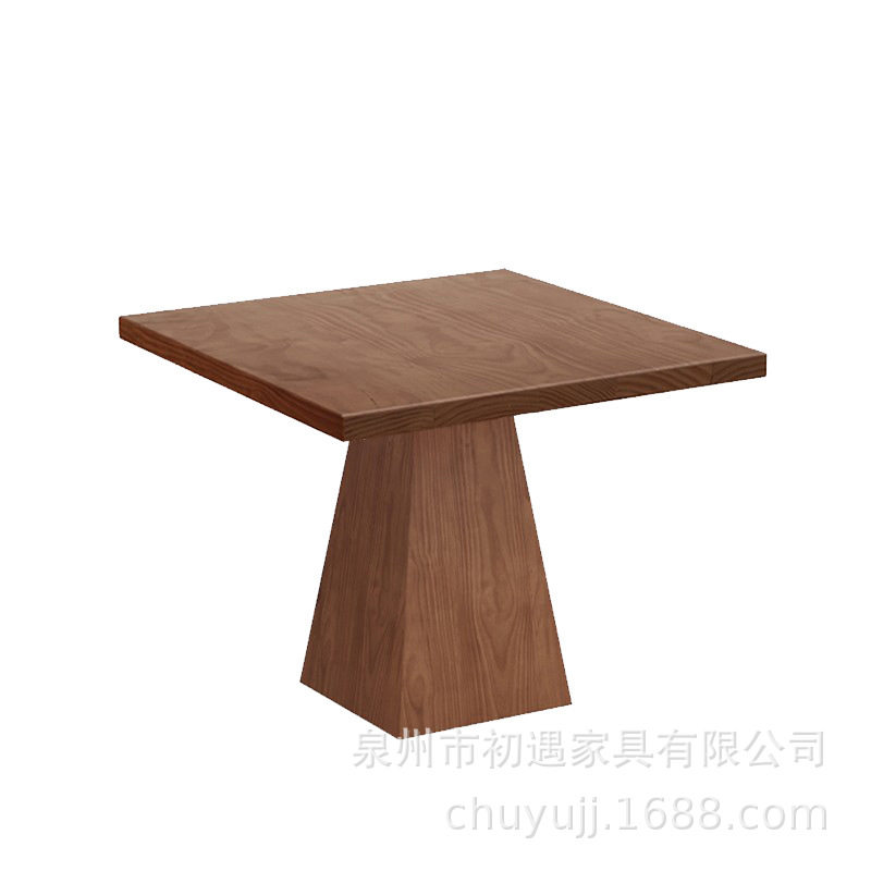 北欧全实木餐桌家用工业风小户型方桌咖啡桌商用餐饮桌椅原木桌子
