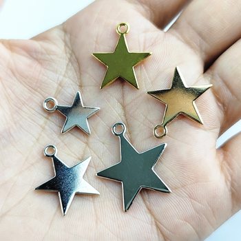 diy zinc alloy jewelry accessories all-match pendant flat five-pointed star necklace decorative pendant earrings star pendant