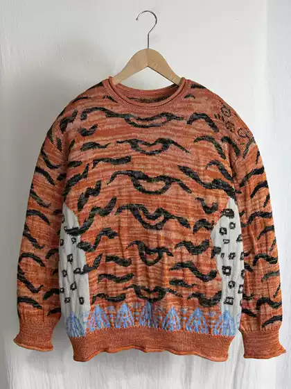 kapital vintage Tiger fashion brand bf lazy style pullover round neck knitted sweater for men and women