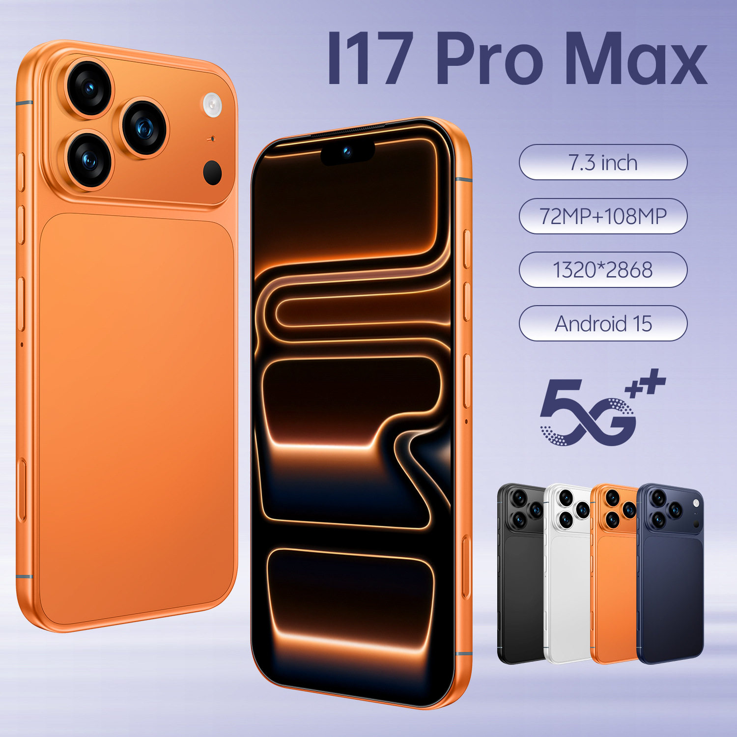 โทรศัพท์มือถือข้ามพรมแดนใหม่i17Pro Maxหน้าจอขนาดใหญ่7.3นิ้ว6...