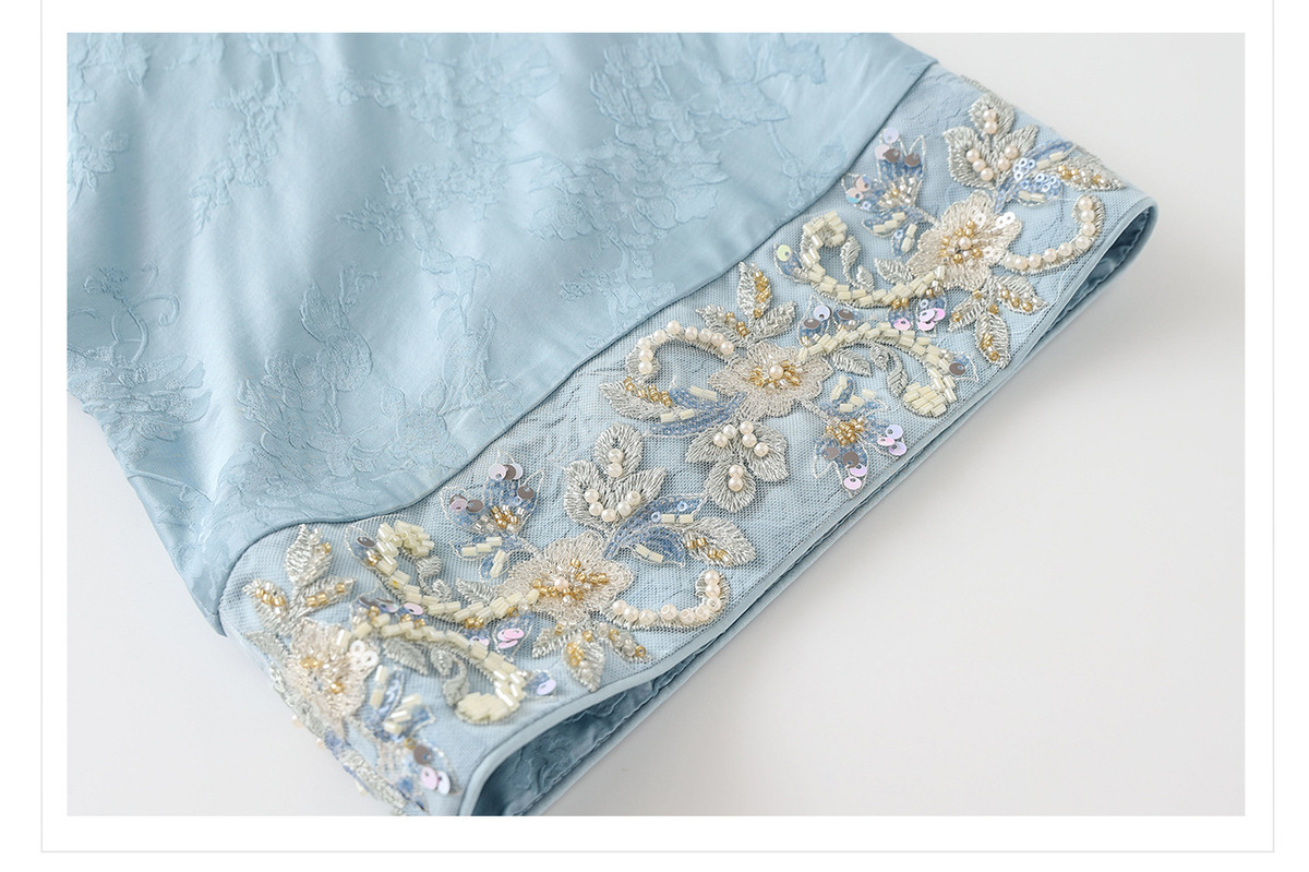 Áo khoác nữ thêu đính cườm dáng rộng cổ chữ V phong cách cổ điển — Jiyue Blue (Giao hàng trong ngày), Xanh Jiyue (giao hàng trong 7 ngày)