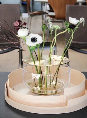 Moss garden现代轻奢镀黄铜花瓶简约装饰家居水培玻璃创意花瓶
