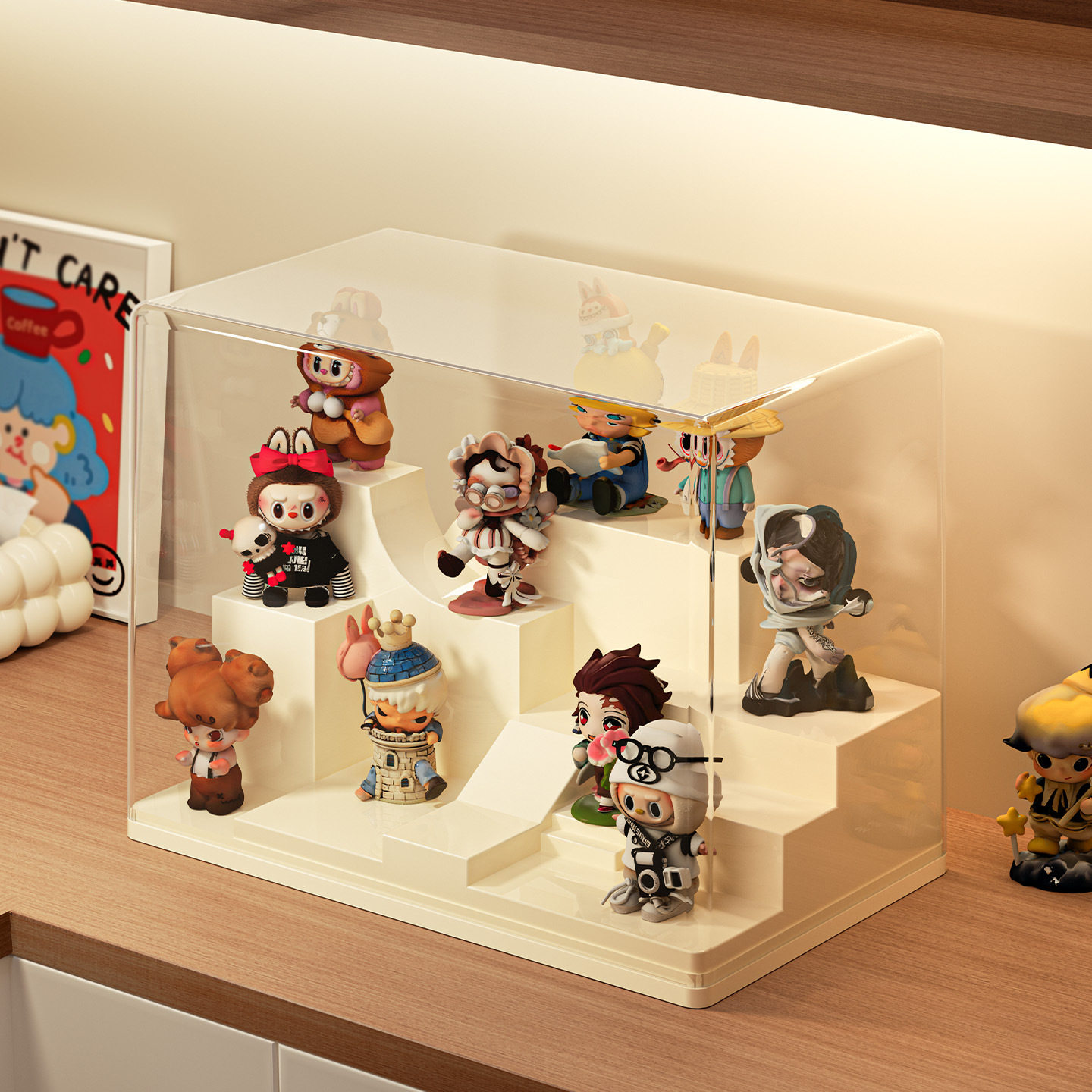 Blind Box Storage Box, French-Style Landscape Figurine Model Display Cabinet, Desktop High-Value Trendy Toy Ornament, Creative Dust-Proof Box