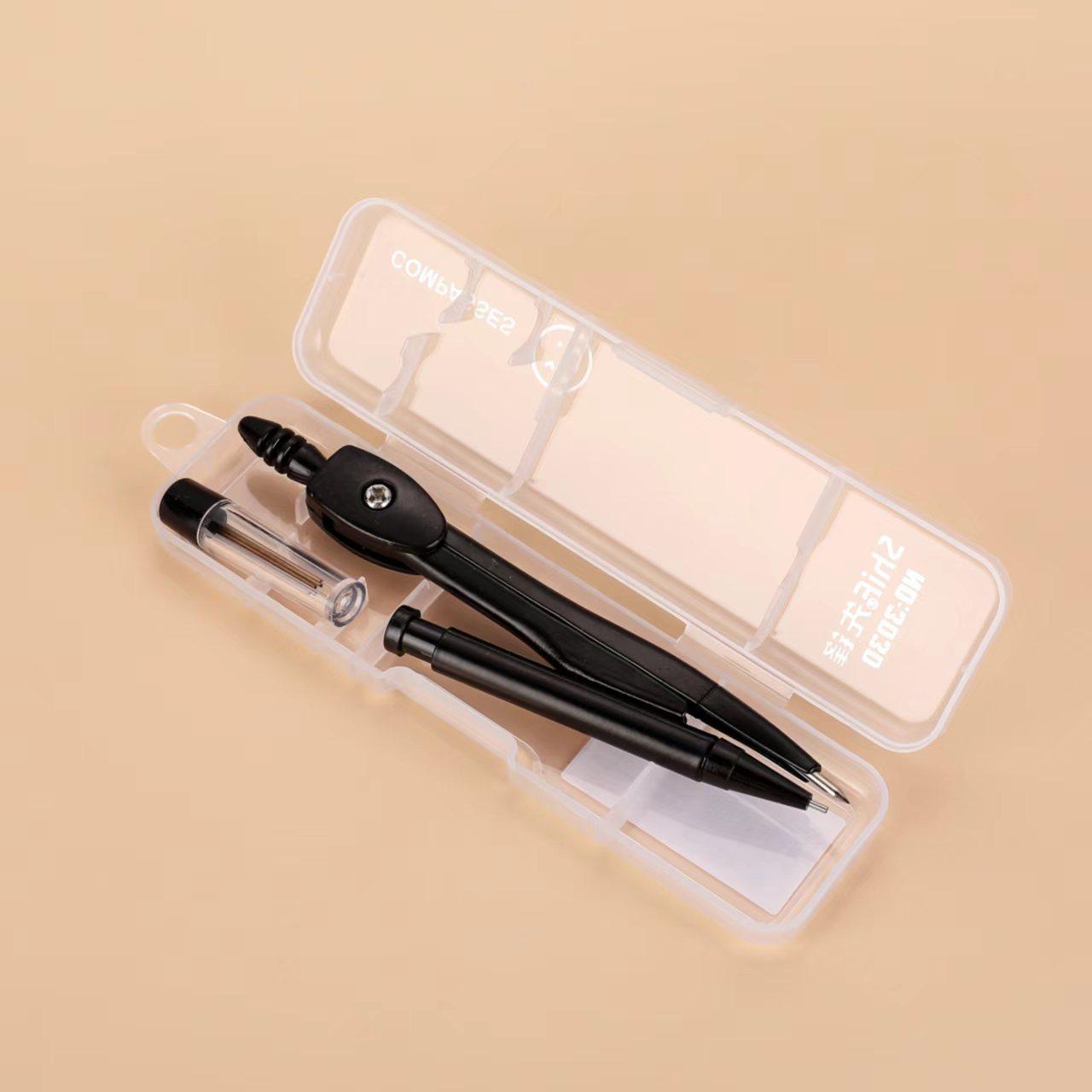Pioneer 3030 compasses suit primary and secondary school students test drawing with two-piece black and white compasses tools automatic