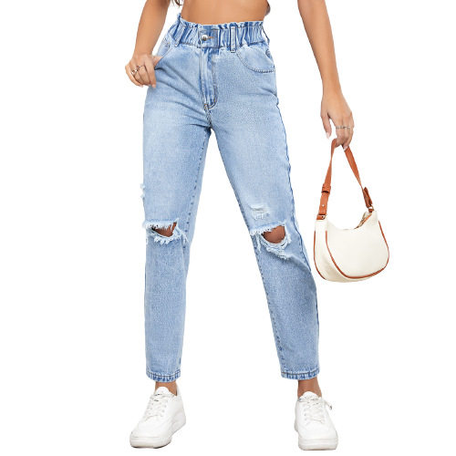 Womens Distressed Straight Leg Jeans Slim Fit Trendy Style Casual Wear Wholesale Available bulk order