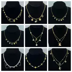 Cross-Border Donkey Necklace V Letter Old Flower Pointed Flower Full Diamond European and American Clavicle Chain High Quality Factory Wholesale
