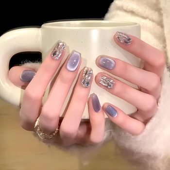 Purely Handmade Wearable Nail Stickers, Short Style, Melard Manicure, Light Luxury, High-End, Complexion-Enhancing Nail Patches