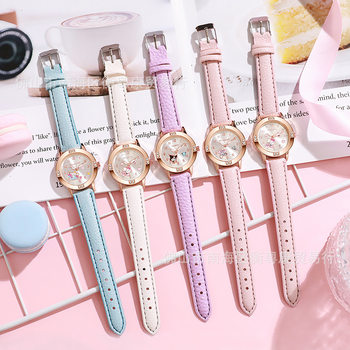 Rose Gold Diamond Belt Children's Watch Student Girl Girl Exam Watch Sanli Quartz Watch Cross-Border Wholesale
