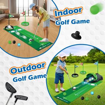 Cross-border foreign trade stainless steel telescopic club indoor outdoor sports children golf rebound suit toys
