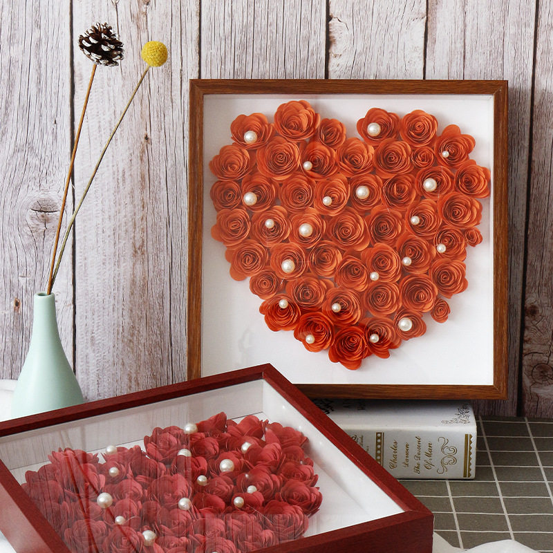 Three-dimensional hollow exquisite picture frame wood real glass table wholesale eternal flower dried rose print creative photo frame