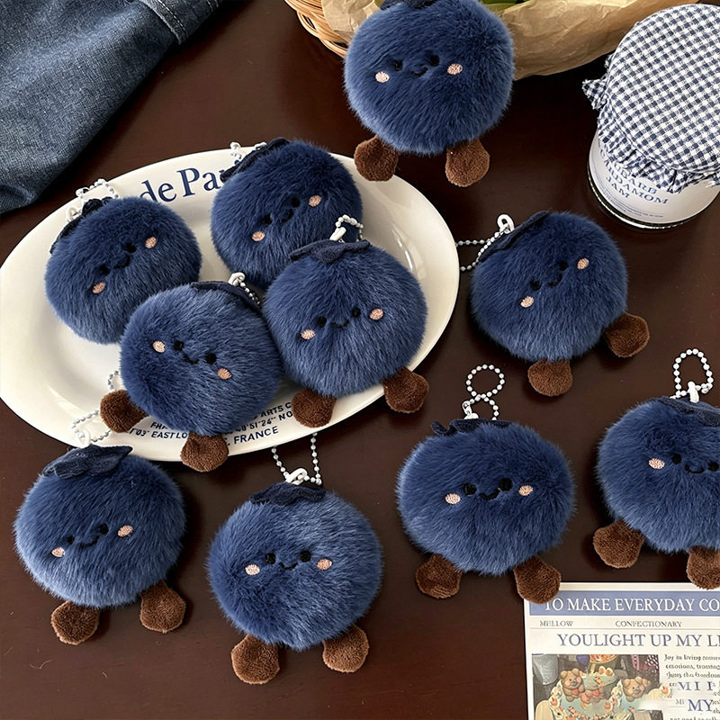 【Block Bad Luck】ตุ๊กตาผ้าพลัชรูปเบอร์รี่สีฟ้า ของห้อยน่ารัก ที่ห้อยกุญแจสำหรับกระเป๋าเด็กผู้หญิง