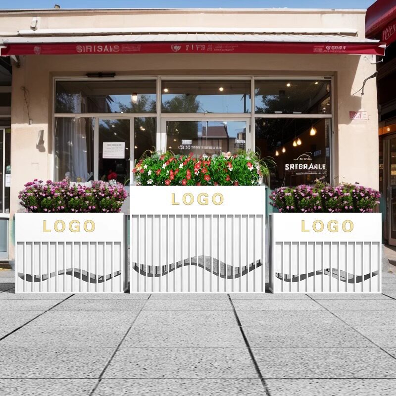 Outdoor stainless steel hair box solar light combination wrought iron flower bed commercial street fence partition courtyard flower trough