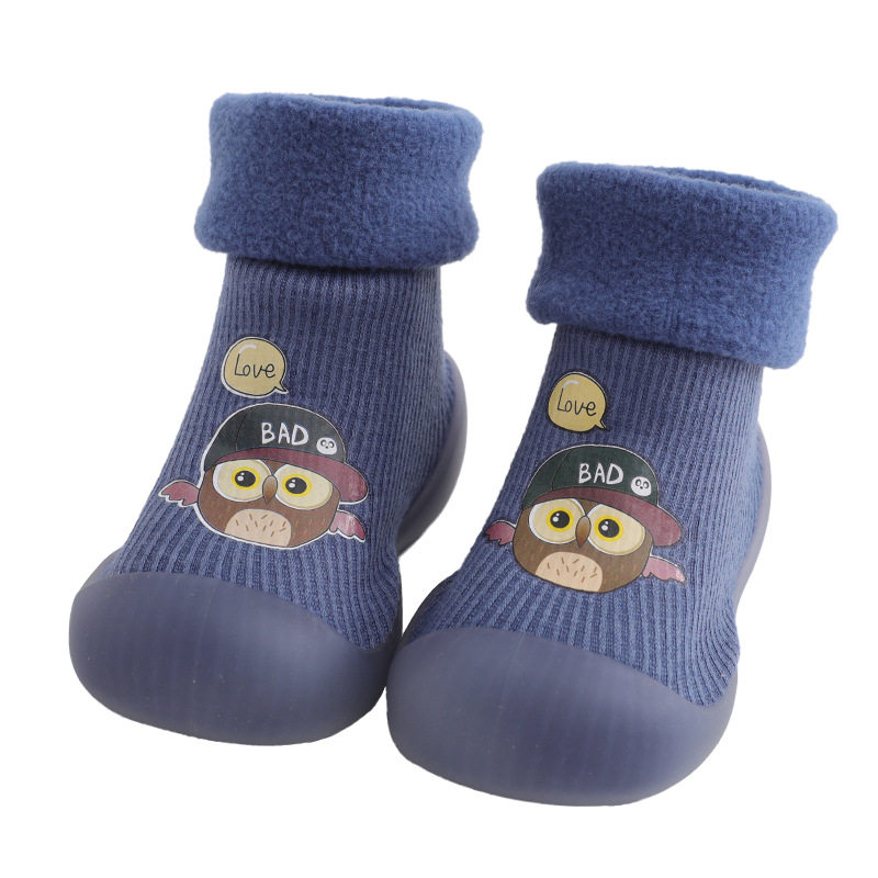 Winter Baby Velvet Warm Toddler Shoes Children's Fashion Cartoon Anti-collision Floor Shoes for Boys and Girls Lightweight Comfortable Shoes