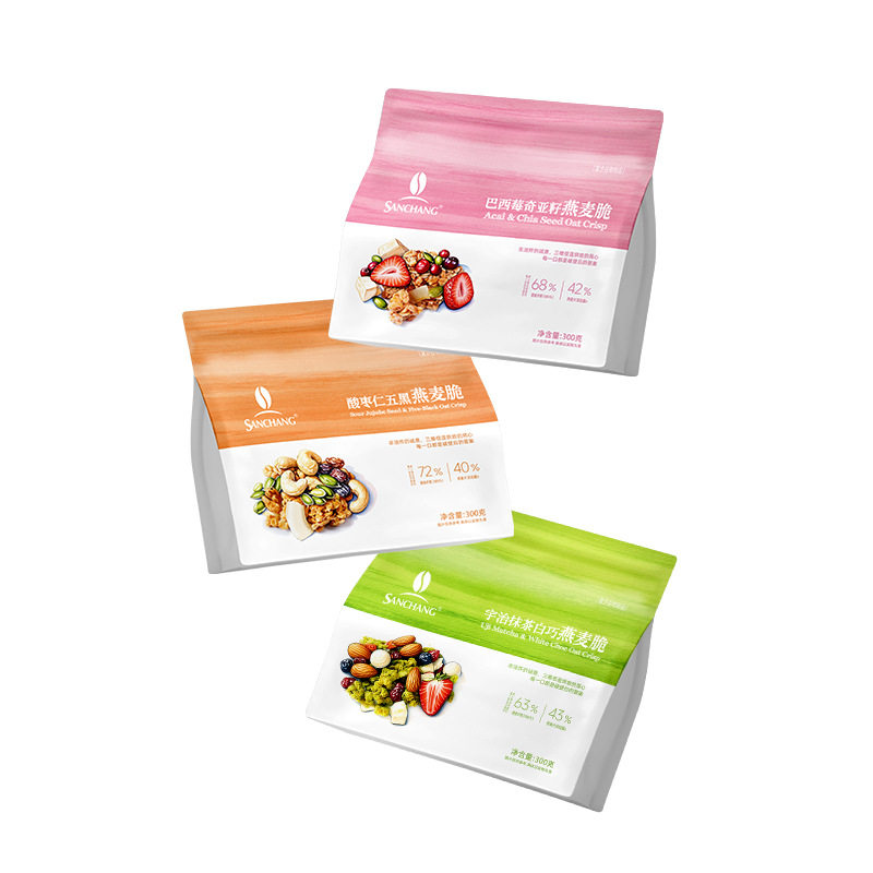 Sanchang's New Oatmeal Crisps, Large-Capacity Breakfast, Acai Berry, Matcha, Fruit Baked Ready-To-Eat Meal Replacement, Instant Cereal