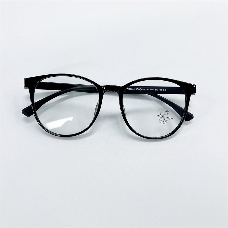 8064 New TR90 Round Frame Anti-Blue Light Glasses Korean Style Plain Online Popular Screwless Ultra Light Tea Glasses Frame