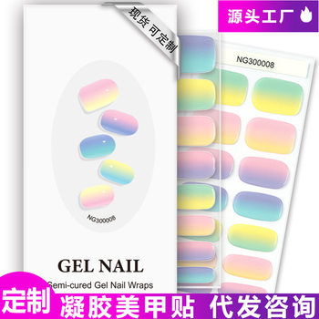 Gradient Gel Nail Patch Custom Nail Polish Film Cross-Border Manicure Set Manicure Stickers 30 Pieces