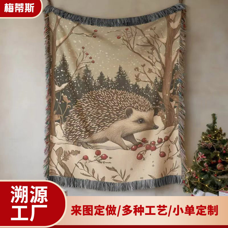 Cross-Border Line Blanket Jacquard Decorative Tapestry Christmas Sofa Blanket Nap Blanket Blanket Gift Peripheral Customization