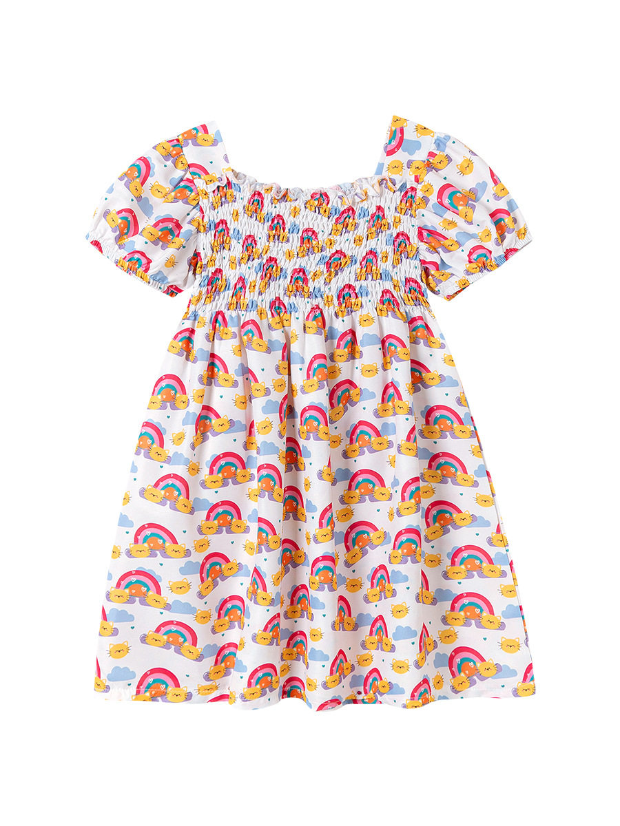 Girls' Summer Short-Sleeve Dress Wholesale from Source Factory, Style Cute Casual Kids' Dress
