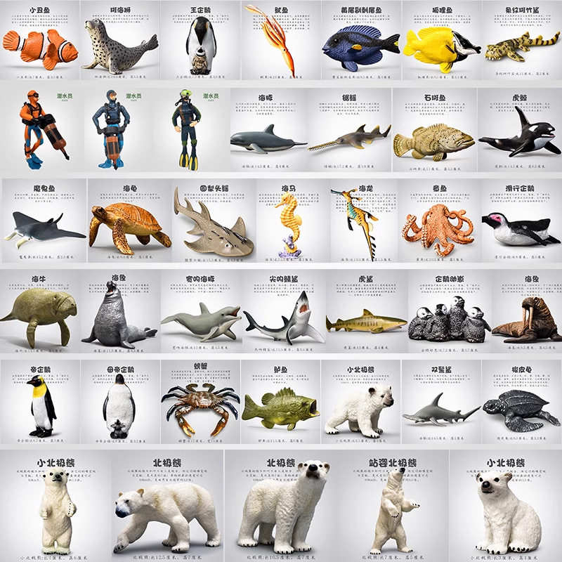 Simulated Marine Animal Creature Model Factory Octopus Penguin Dolphin Diver Turtle Shark Scene Full Range