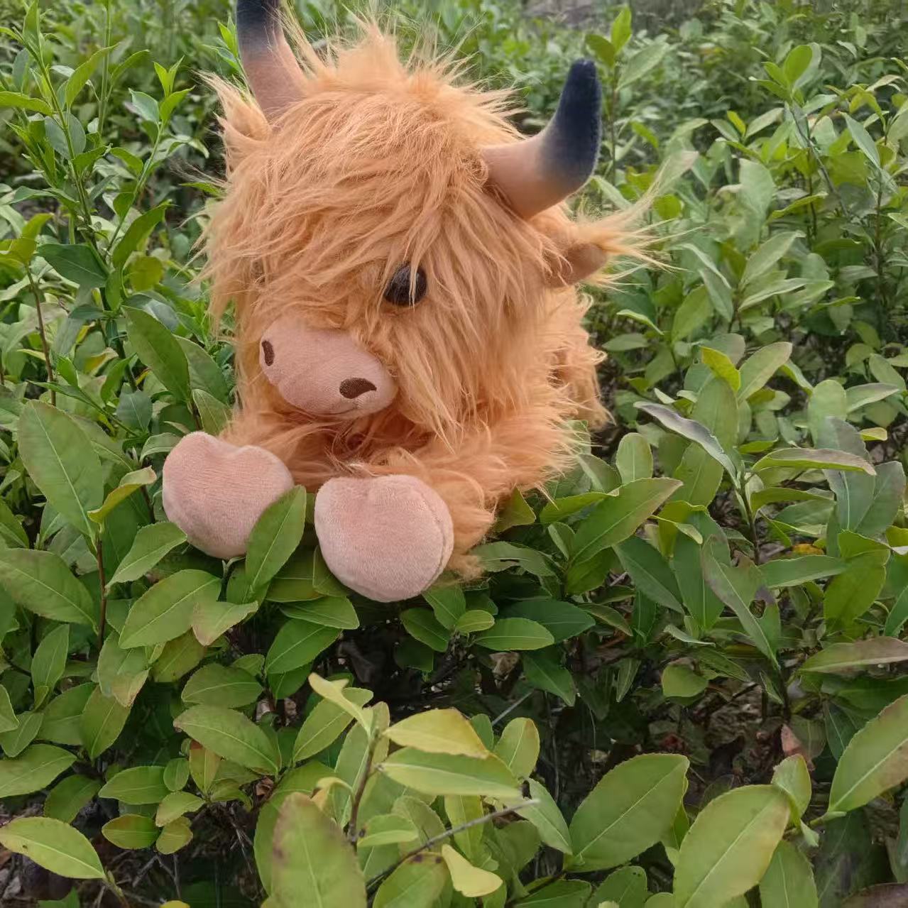 跨境现货长毛牛Highland Cow仿真苏格兰高地牛动物毛绒玩具公仔
