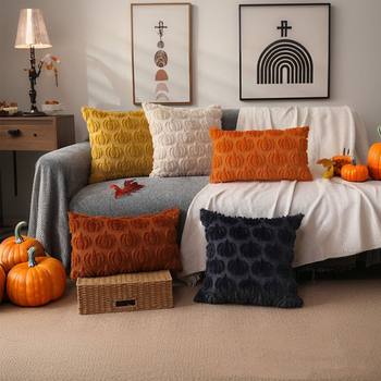 Cross-Border Halloween Ghost Pumpkin Plush Pillow Cover Living Room Holiday Decoration Sofa Cushion Bedroom Bedside Pillow