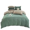 Autumn and Winter New Simple Unprinted Style Washed Cotton Plaid Four-Piece Quilt Cover Bed Sheets Bedding Three-Piece Set